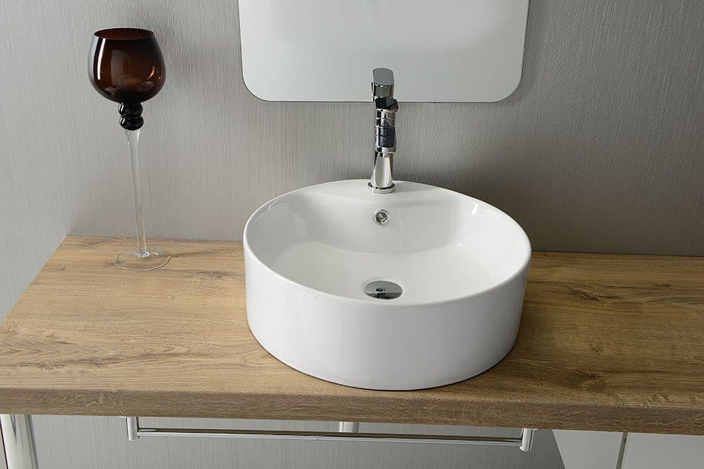 YAKARTA umywalka ceramiczna nablatowa Ø 46 cm, biała