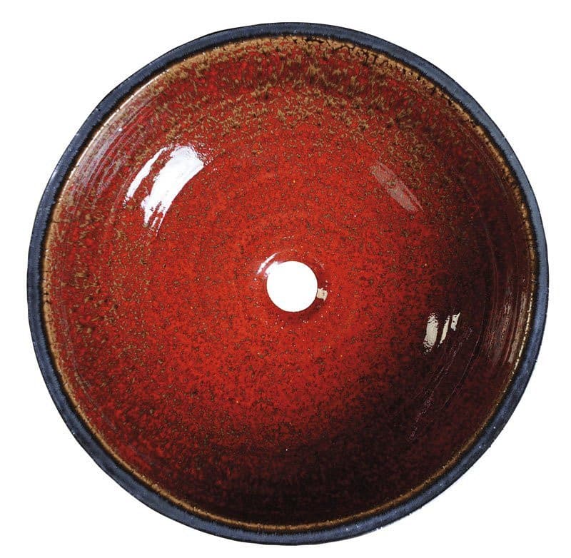 ATTILA umywalka ceramiczna, średnica 43cm, pomidorowo/naftowa