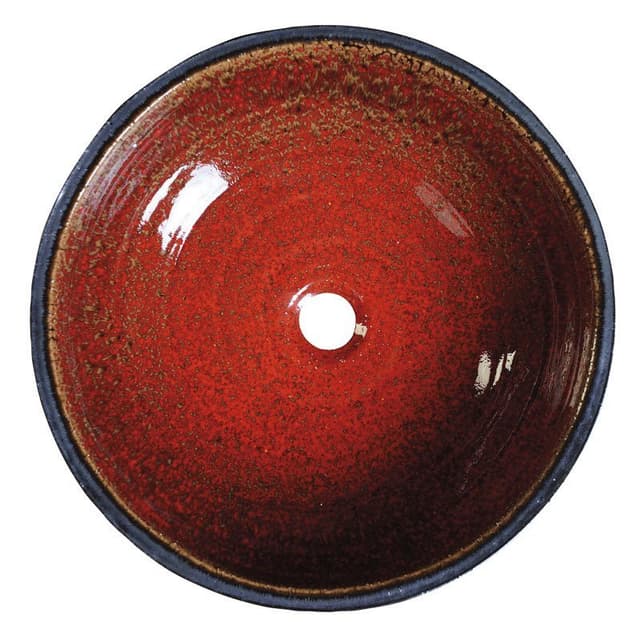 ATTILA umywalka ceramiczna, średnica 43cm, pomidorowo/naftowa