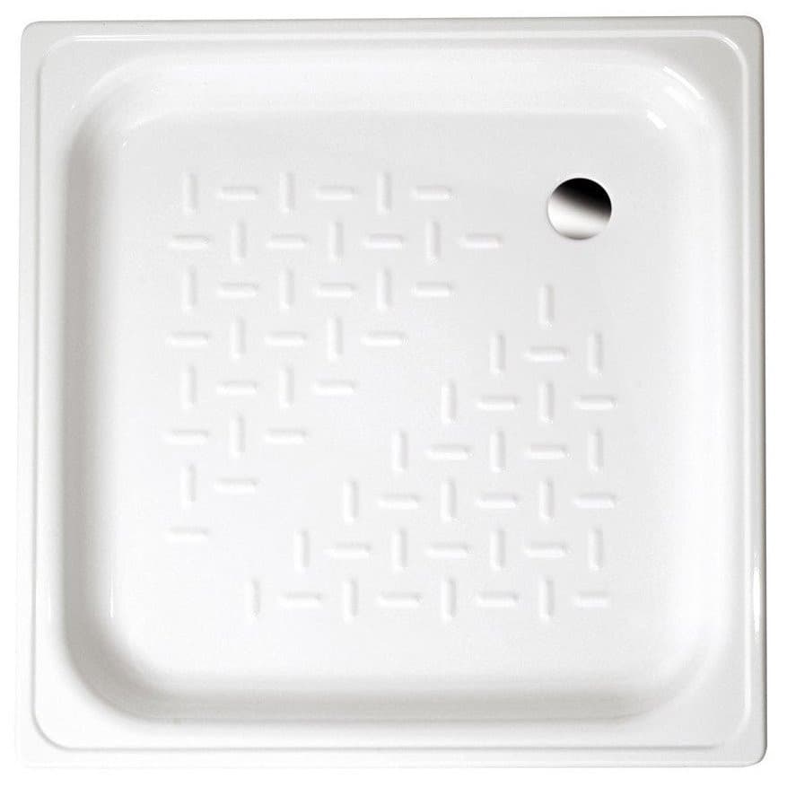 Brodzik prysznicowy emaliowany, kwadratowy 80x80x16cm, biały