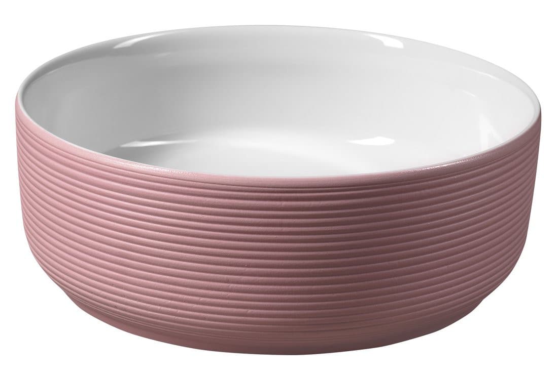 ARDEA ceramiczna umywalka nablatowa śr. 41cm, różowa