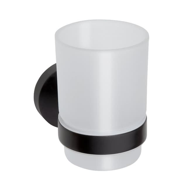 X-ROUND BLACK wisząci kubek, szkło mleczne, czarny mat